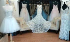 Bridal Dresses on display at Daniel Thompson Bridal in St. Augustine.