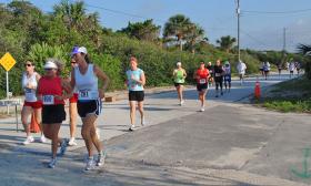 Runners on the Vilano Bridge 5K in St. Augustine.