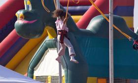 Bouncy houses and bungee activity for children.