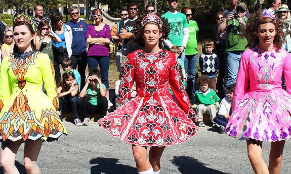 Celtic Festival dancers in the St. Patrick's Day Parade in St. Augustine.