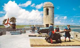 Firing cannons at the Castillo de San Marcos