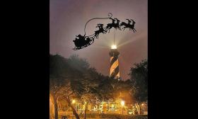 Luminary Night at the LIghthouse display of Santa's sleigh