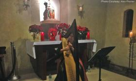 Live music inside the shrine of Our Lady of La Leche during Navidad en el Viejo San Agustin.