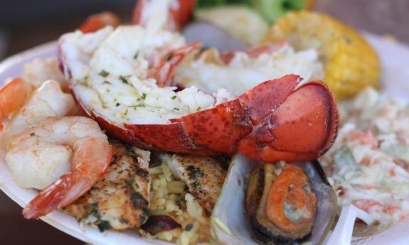 Mouth-watering lobster and shrimp on a seafood platter at the St. Augustine Spring Festival. Photo by Madi Mack.