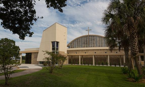 Exterior view of Our Lady of La Leche Shrine at the Mission Nombre de Dios.