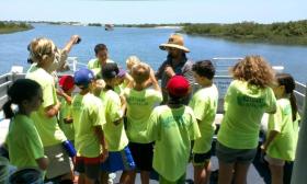A class of school students on an educational charter with Florida Water Warriors in St. Augustine.