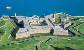 An aerial shot of the Castillo de San Marcos in St. Augustine, Florida