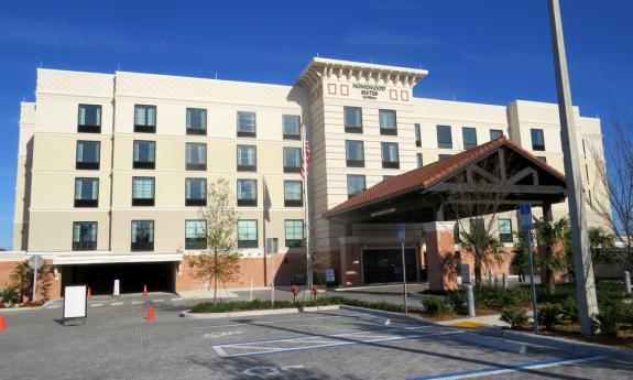 The entrance to Homewood Suites at 10 Prawn Street in St. Augustine.