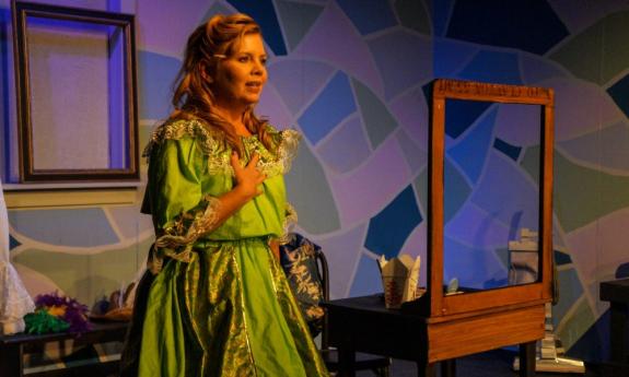 Gina Mangus, in the monologue, "Fifteen Minutes" at Limelight Theatre in St. Augustine.