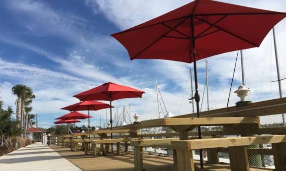 Outdoor seating at Marina Munch in St. Augustine, Florida 