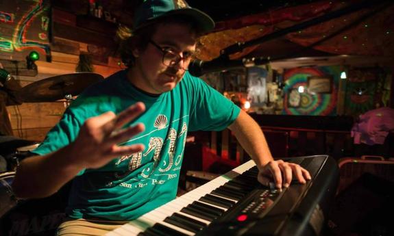 Uncle Marty playing the keyboard