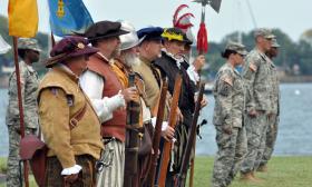 National Guard Soliders and Florida Living History historians during the 448th Anniversary.