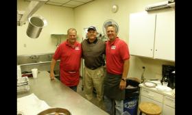 Pictured in the kitchen are John Shockley, Executive Director Greater Jacksonville USO, and John and Geoff Gebert.