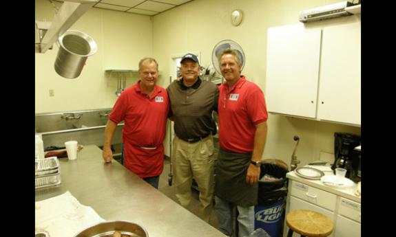 Pictured in the kitchen are John Shockley, Executive Director Greater Jacksonville USO, and John and Geoff Gebert.