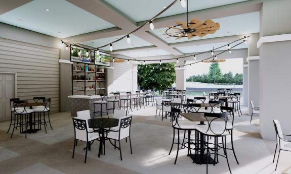 The patio bar and dining area at The Bridge at St. Johns in St. Augustine.