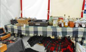 Explore the encampment at the Pellicer Creek Raid, where historical clothing and baked goods are available for purchase.