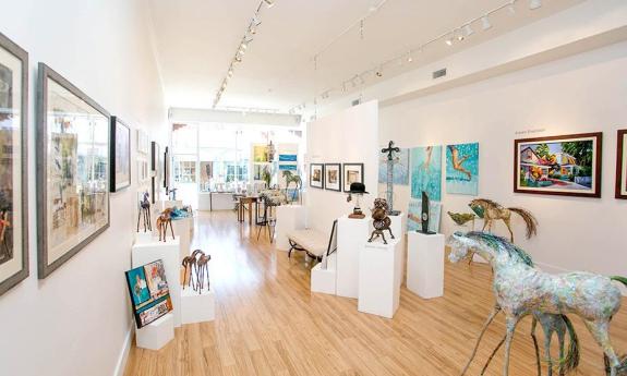 The bright interior Plum Art Gallery in St. Augustine.