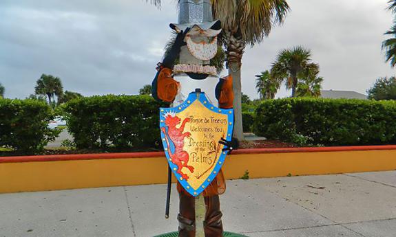 One of the 200 palms decorated for the holidays for Vilano Beach's Dressing of the Palms is this one -- Ponce de Treeon.