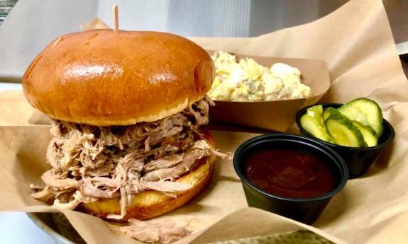 A pulled-pork sandwich from The Porkupine Pub in St. Augustine, FL