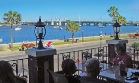 View of the bayfront from Meehan's Irish Pub in St. Augustine, Florida