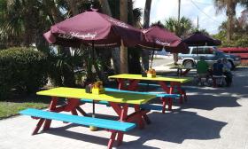 Outdoor seating at A1A Burrito Works on St. Augustine Beach