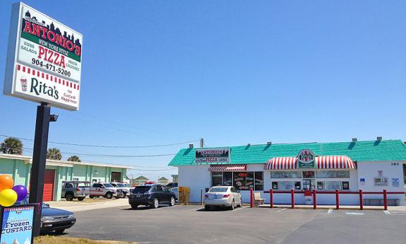 Antonio's NY Style Pizza location at St. Augustine Beach located across from the fire station.