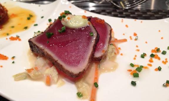 Ahi over miso coleslaw