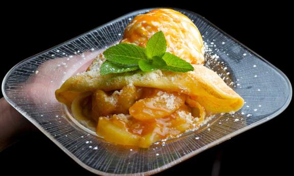 Apple Crepe dessert at the Raintree Restaurant 