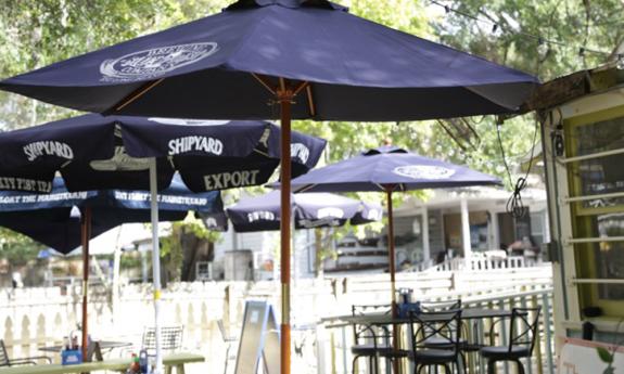 The outdoor seating area at Back 40 Urban Cafe