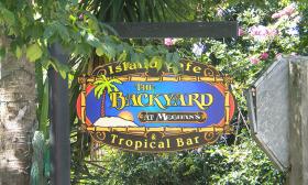 Backyard Island Cafe and Tropical Bar is located off Avenida Menendez behind Meehan's Irish Pub.