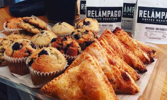 Coffee blends and sweet treats available at the shop