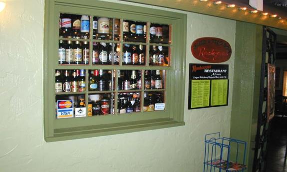 The beer wall at Rendezvous Restaurant and beer pub in historic St. Augustine.