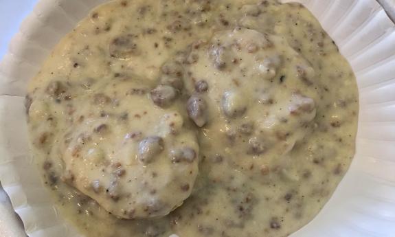 Southern biscuits and gravy served at Zaba's in St. Augustine.