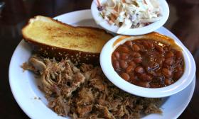 Barbeque with Texas toast and two sides at Brisky's BBQ in St. Augustine.