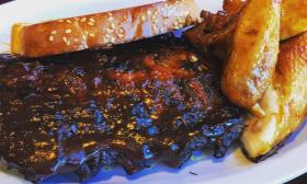 Ribs and hand-cut fries at Brisky's BBQ in St. Augustine.