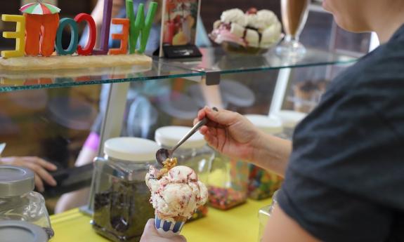 The sundae bar at Burger Buckets in historic downtown St. Augustine, FL.