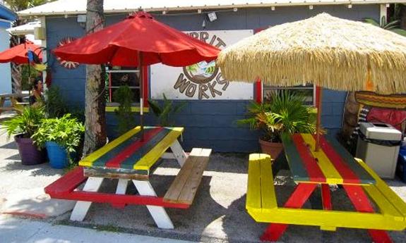 Outdoor seating at A1A Burrito Works on St. Augustine Beach