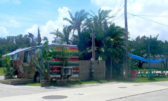 Burros Burritos, with their sun-shaded eating area on Anastasia in St. Augustine.