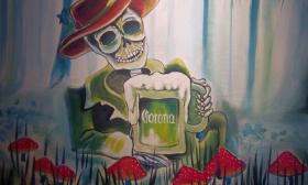One of the murals on the wall of Cantina Louie, a Mexican street food restaurant in St. Augustine, FL.