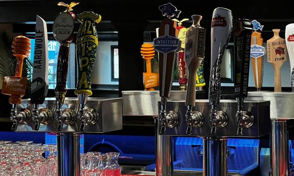 The beer taps at Celestino’s Wine Room in St. Augustine.