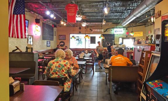 Inside view of the Cheese Wheel restaurant in St. Augustine, Florida.