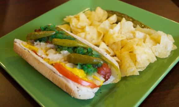 Chicago Dog at Monkey Life Grill.