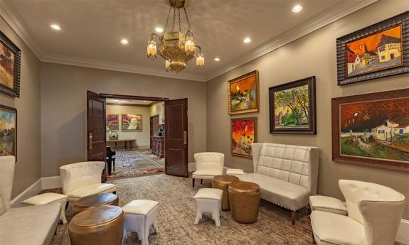 An intimate seating area at the Casa Monica's elegant Cobalt Lounge.