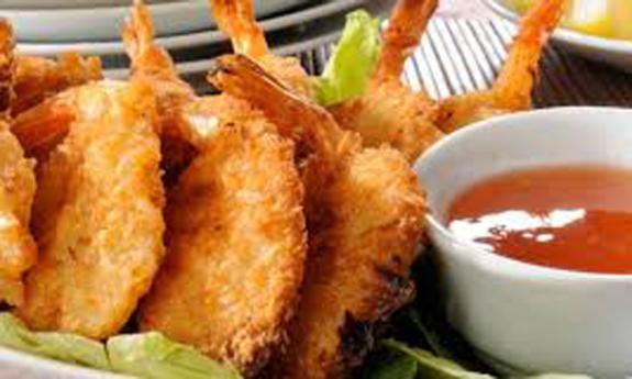 Mardi Gras Sports Grill offers delicious coconut shrimp for seafood lovers.