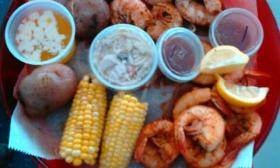 A seafood platter from Commander's Shelfish Camp on Crescent Beachin St. Augustine.