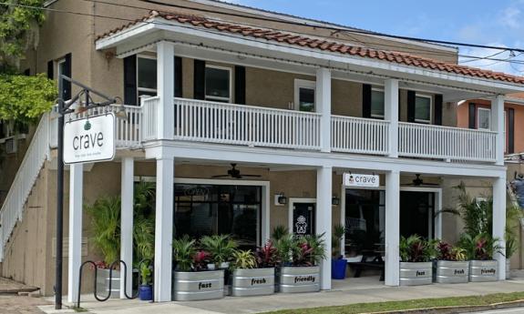 The King Street entrance and outside dining area at Crave Restaurant in St. Augustine.