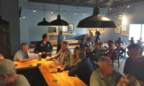 Inside seating and games at Dog Rose Brewing in St. Augustine, Florida
