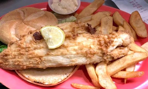 The fried fish sandwich at Donovan's Irish Pub in St. Augustine, Florida.