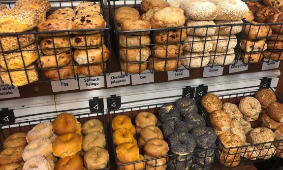 Variety of bagel flavors at Everything Bagel in St. Augustine, FL.