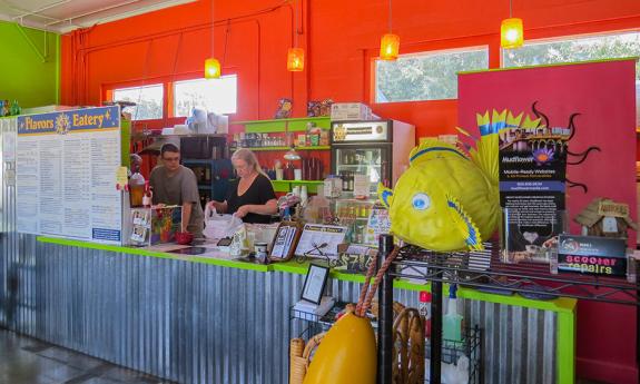 The take-out counter and menu at Flavors Eatery in downtown St. Augustine, FL